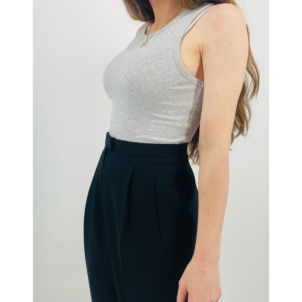 vintage dark academia wool high waisted straight leg trousers classic black 10